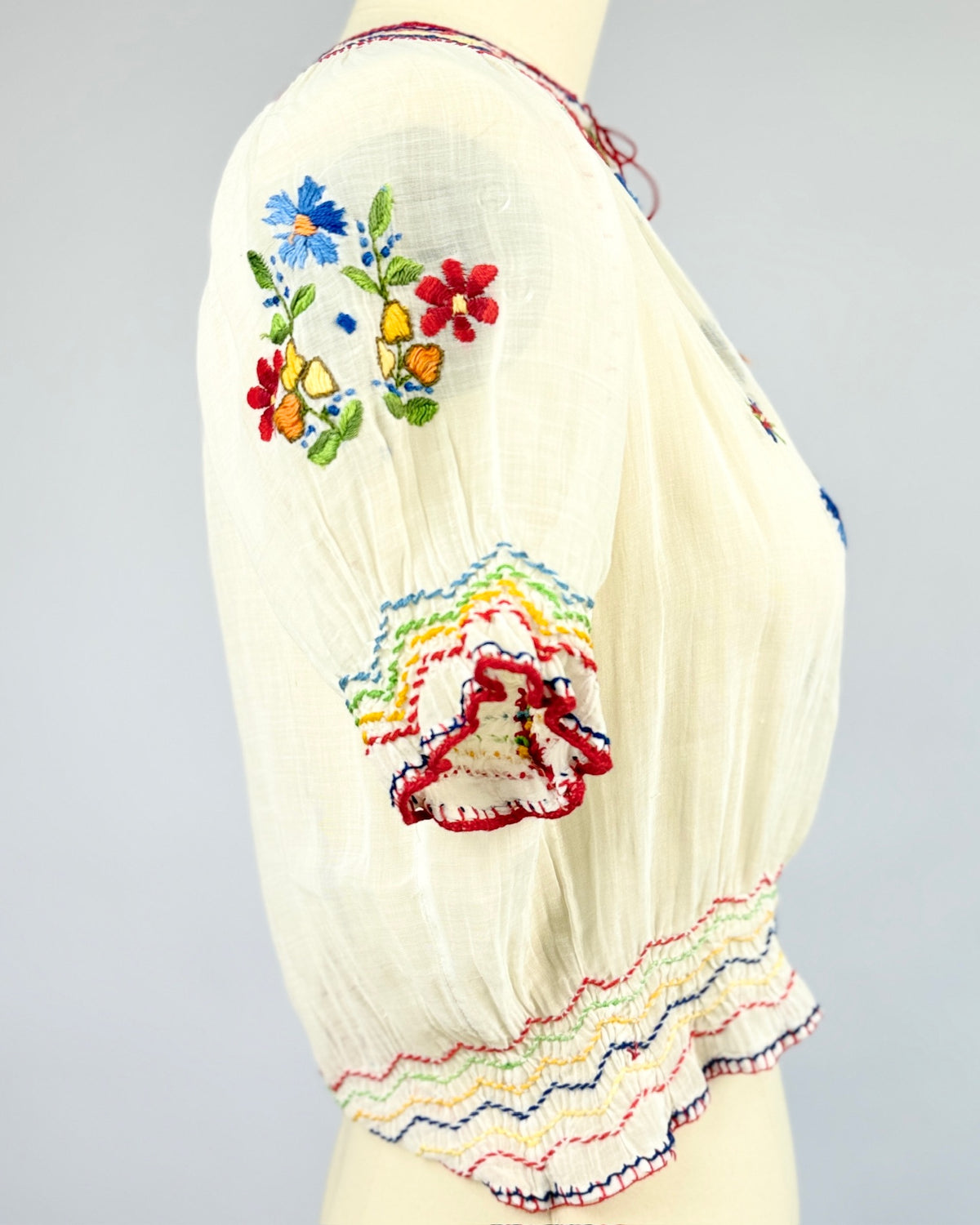 Eight Red Blooms Embroidered Blouse