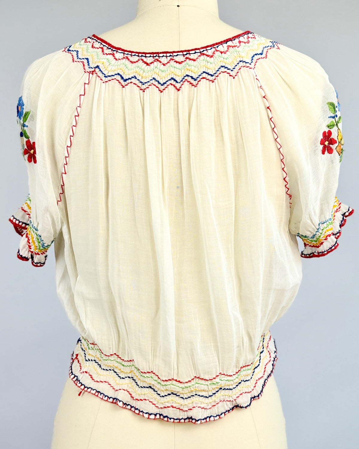 Eight Red Blooms Embroidered Blouse