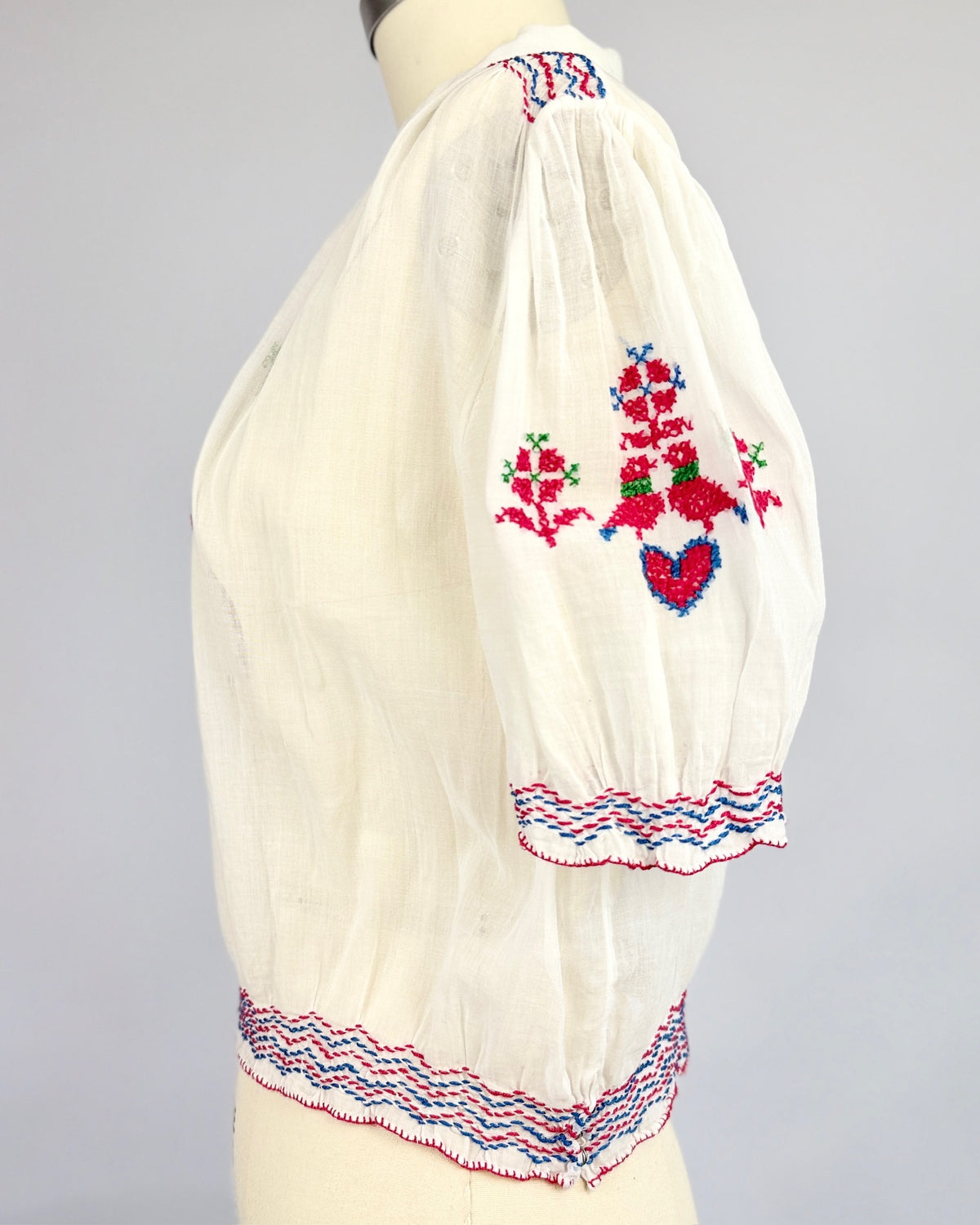 Lovebirds Cross Stitch Embroidered Blouse