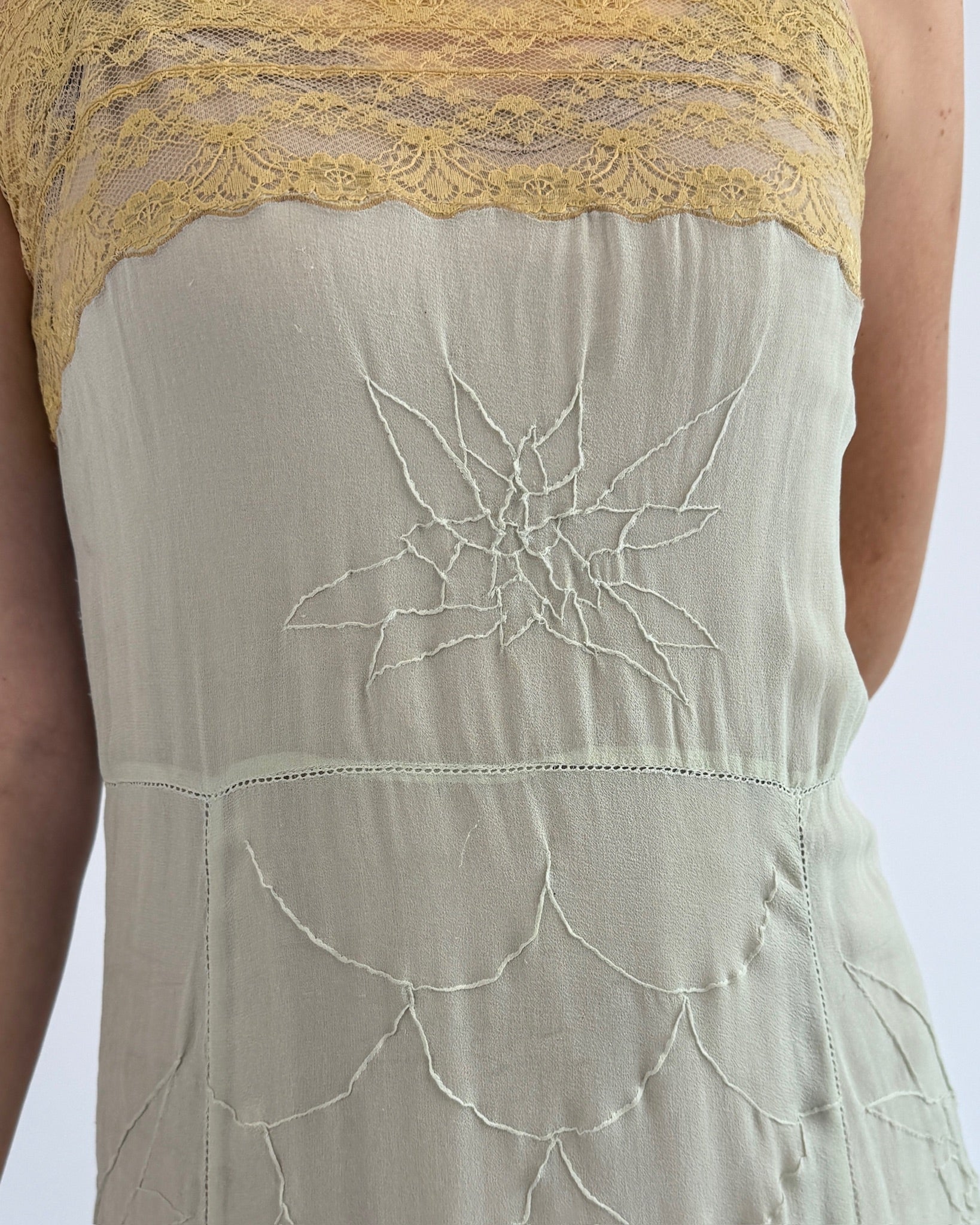 1920s Mint To Be Lace Silk Slip