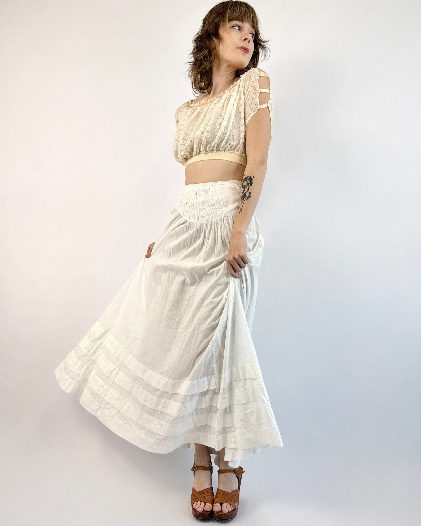 Edwardian Spring Memories Lawn Maxi Skirt