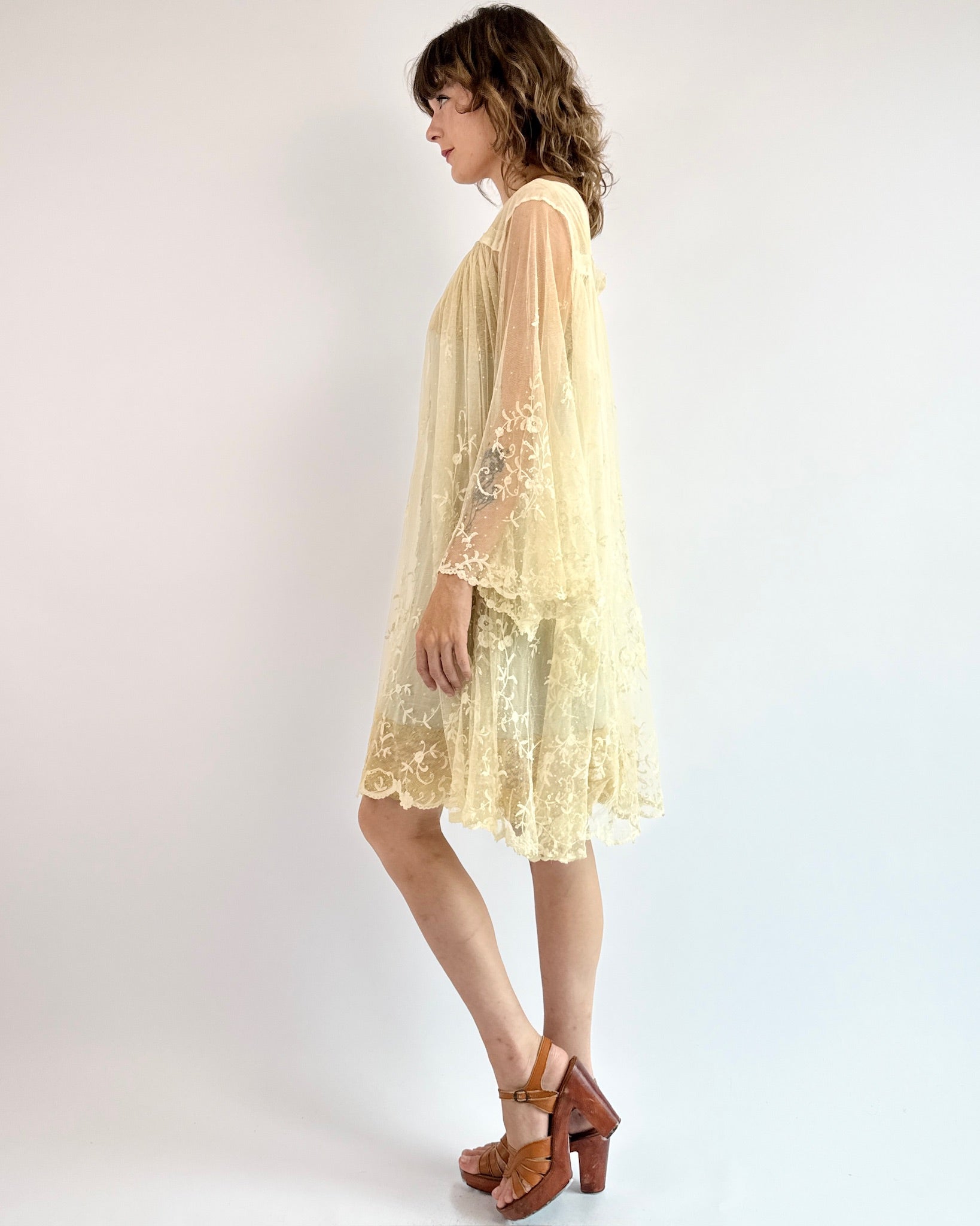 Lace Drawn Windows Babydoll Dress