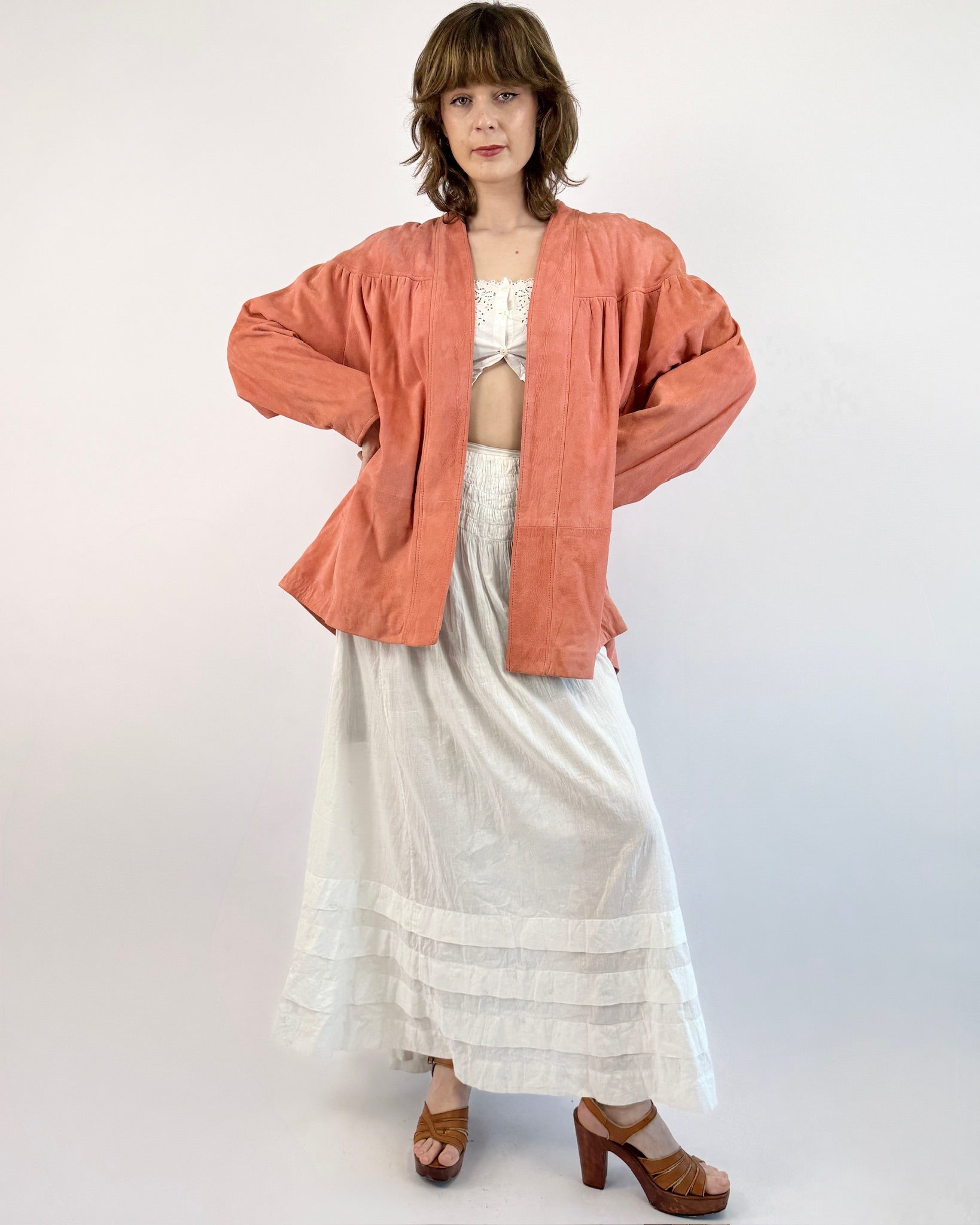 Walk With Me Pink Suede 80s Jacket