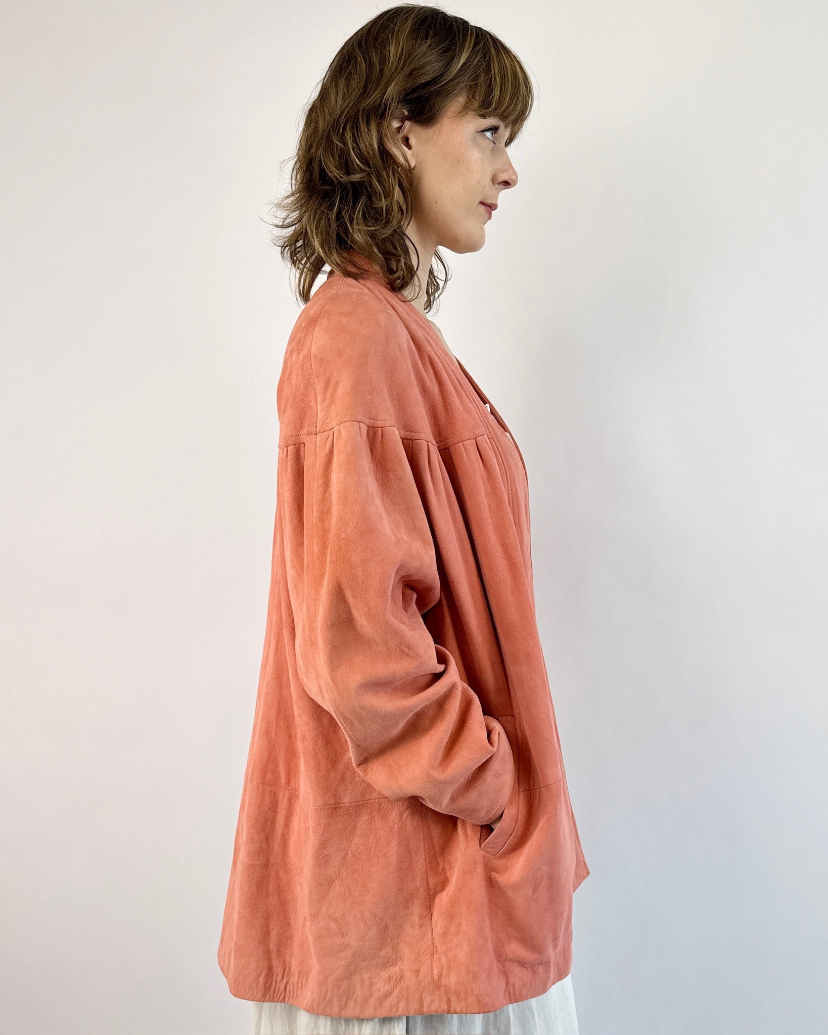 Walk With Me Pink Suede 80s Jacket