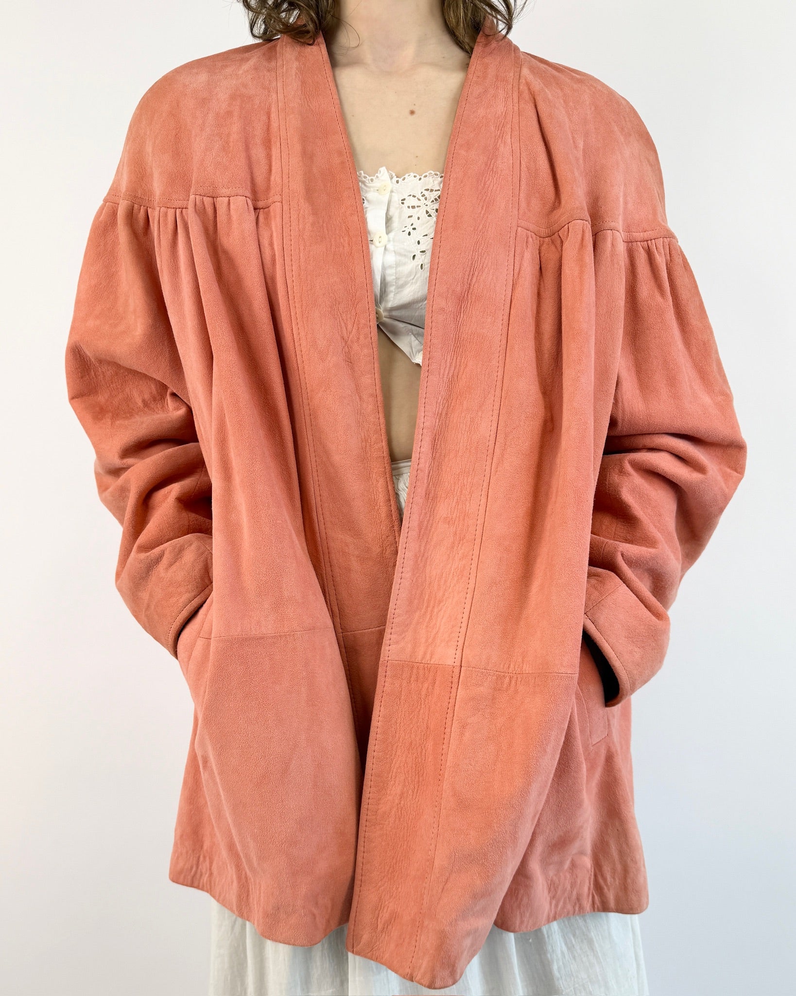 Walk With Me Pink Suede 80s Jacket
