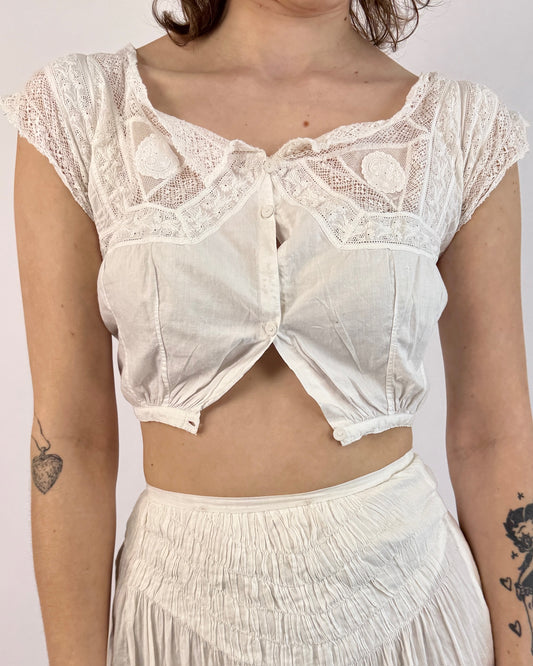 Snow Caps Lace Edwardian Corset Cover