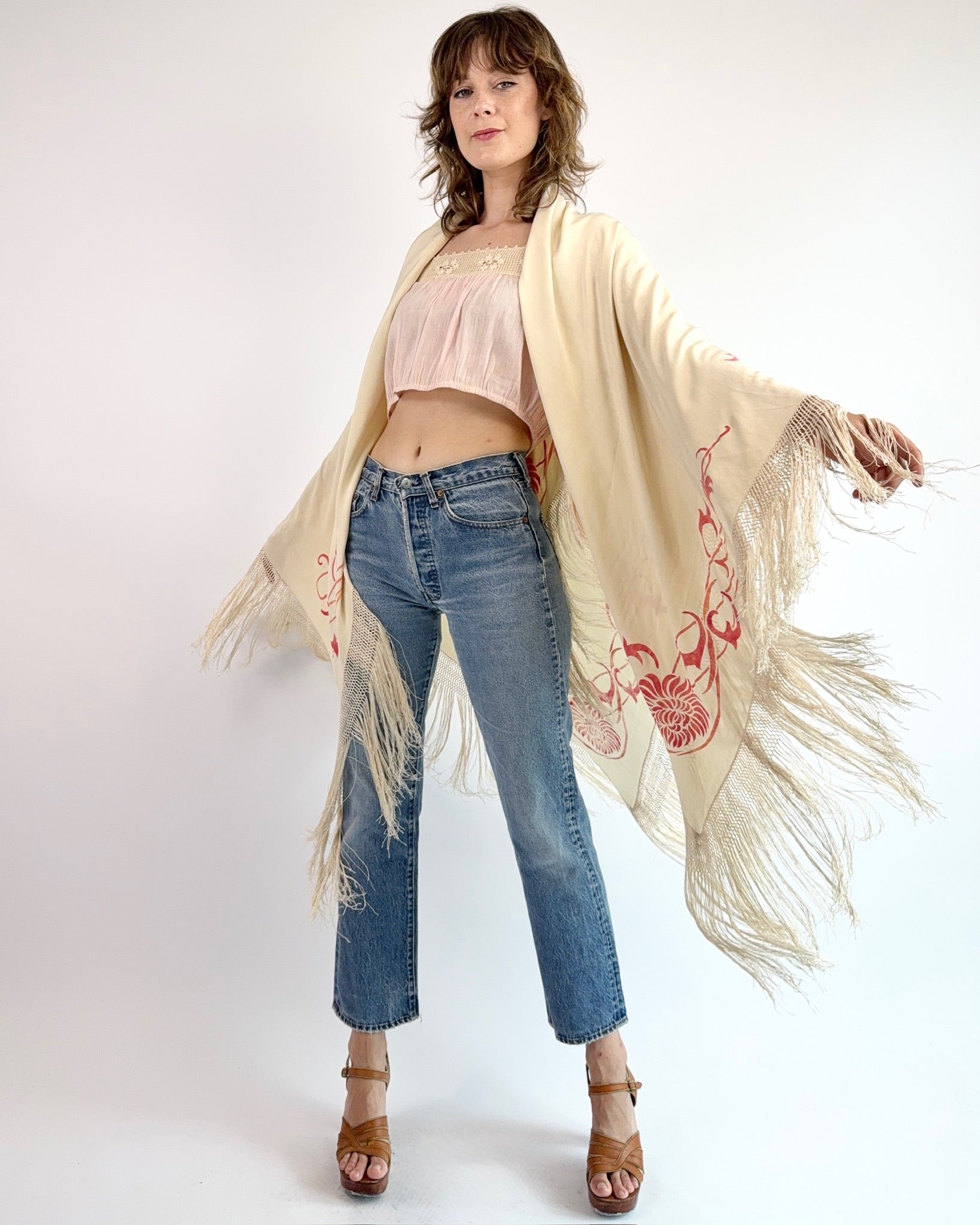 Cascading Light Silk Piano Shawl
