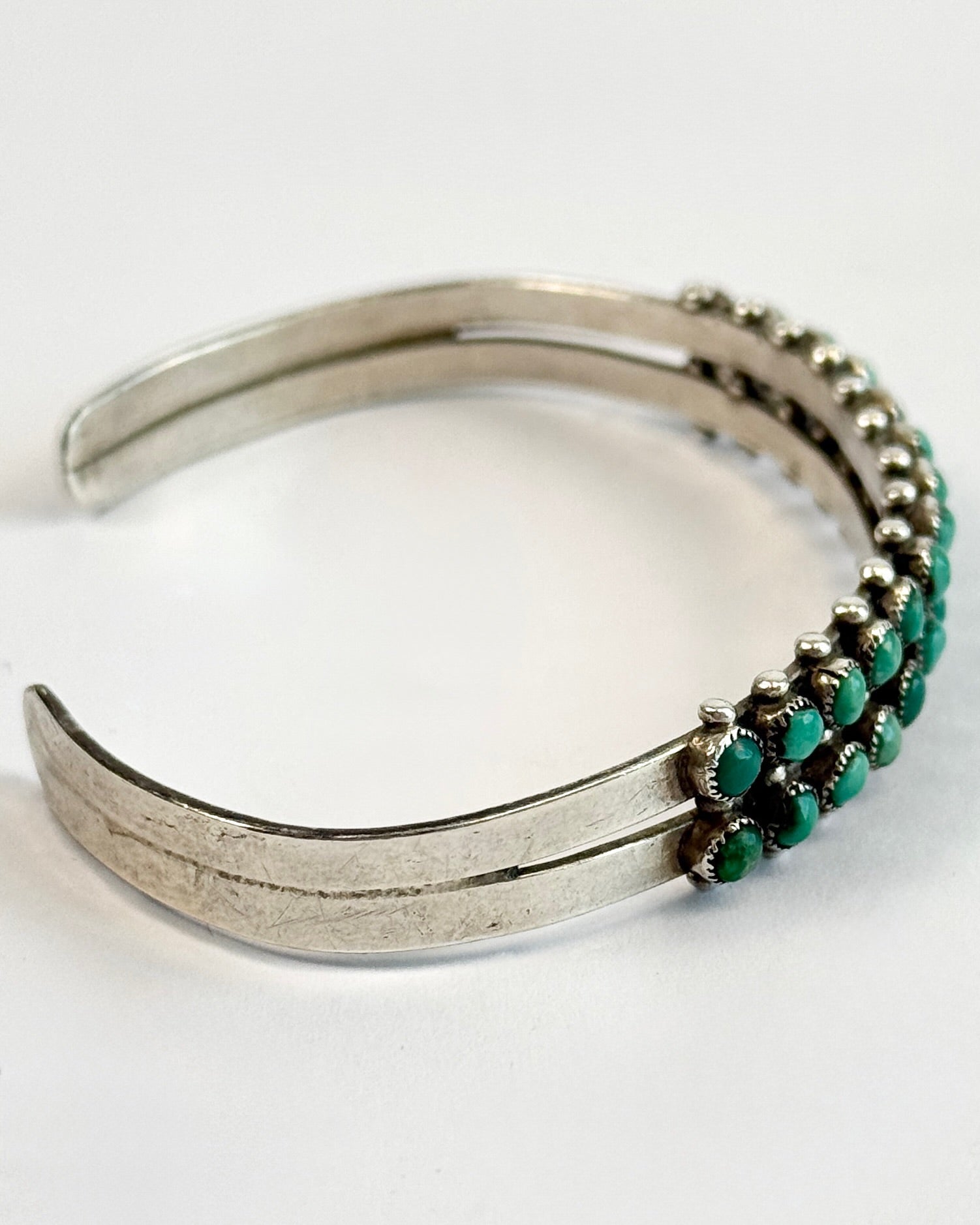 Turquoise Rows Silver Cuff Bracelet