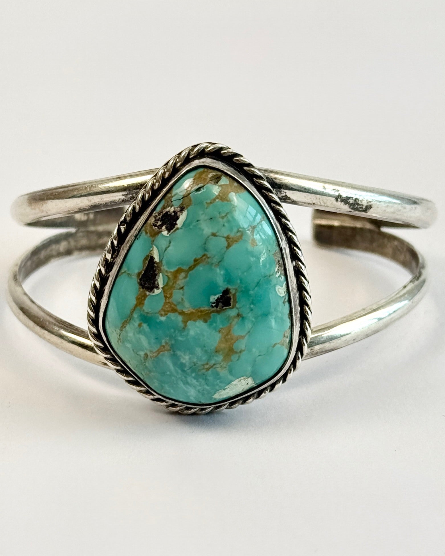 1970s Silver and Turquoise Large Stone Bracelet