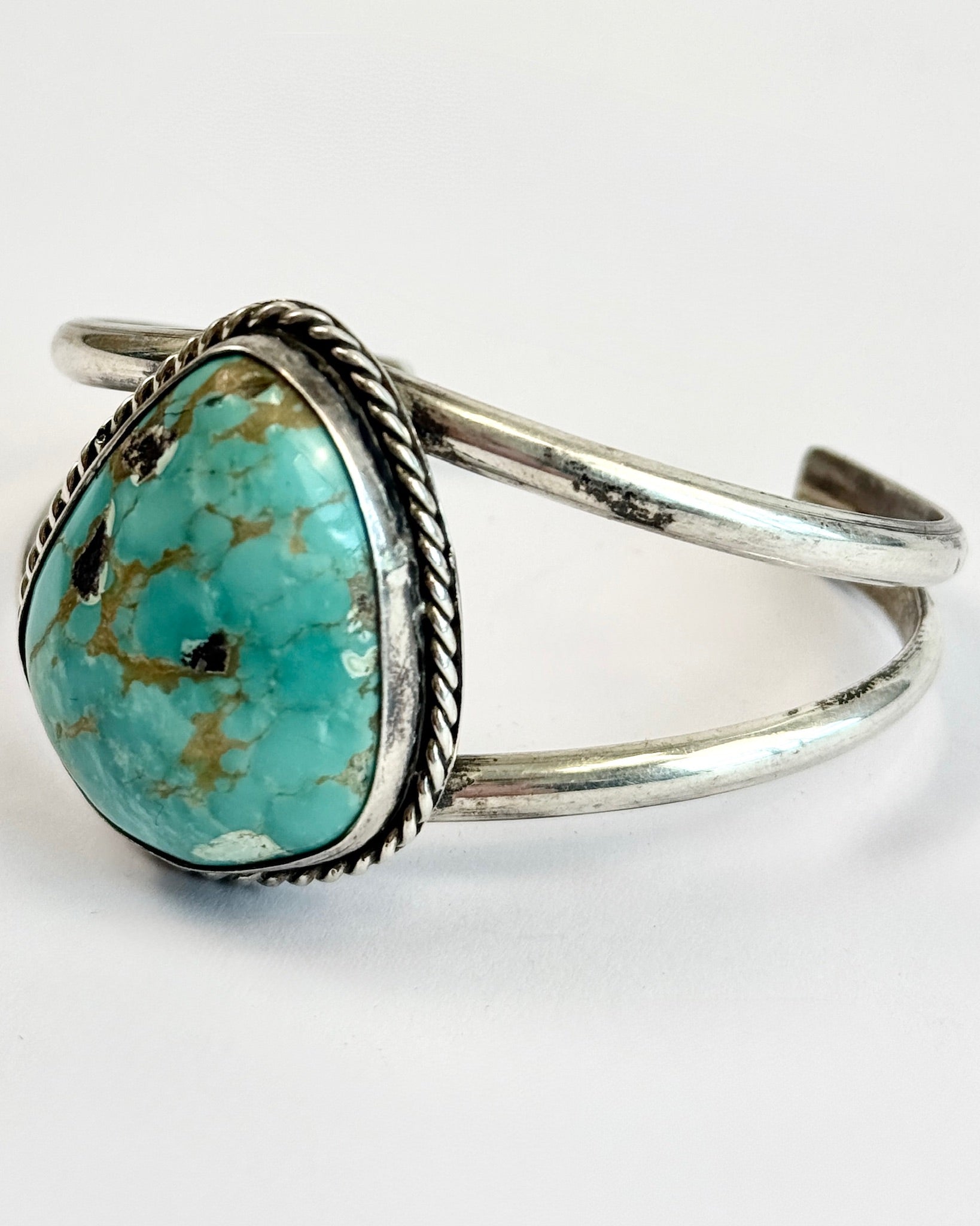 1970s Silver and Turquoise Large Stone Bracelet