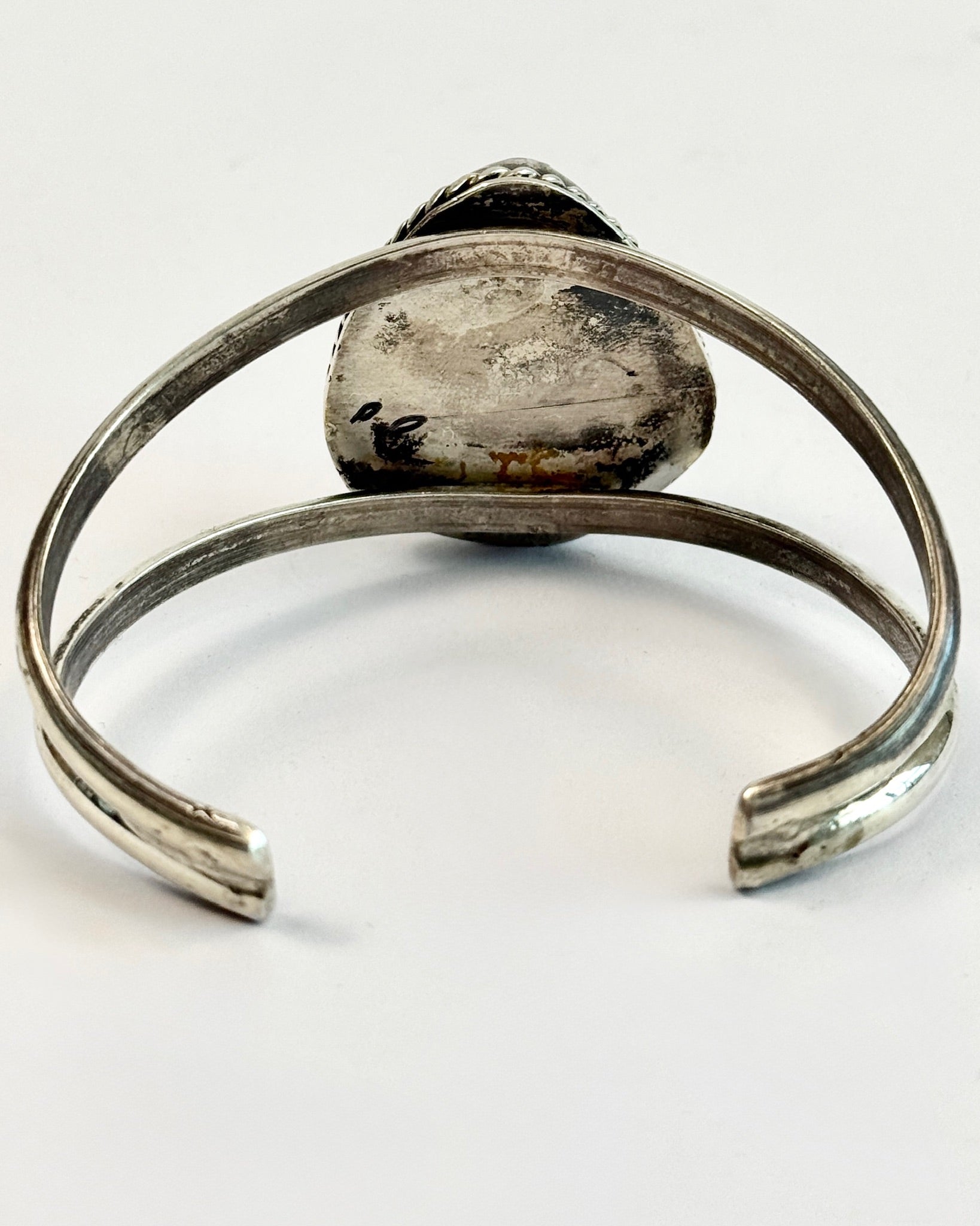 1970s Silver and Turquoise Large Stone Bracelet