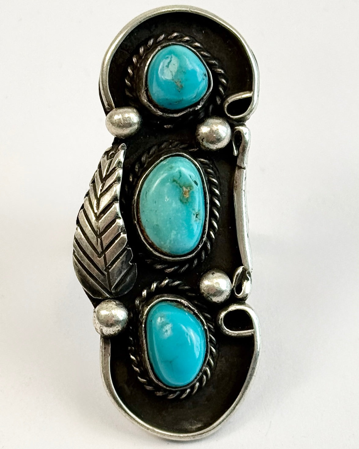 3 Stone Silver and Turquoise Ring