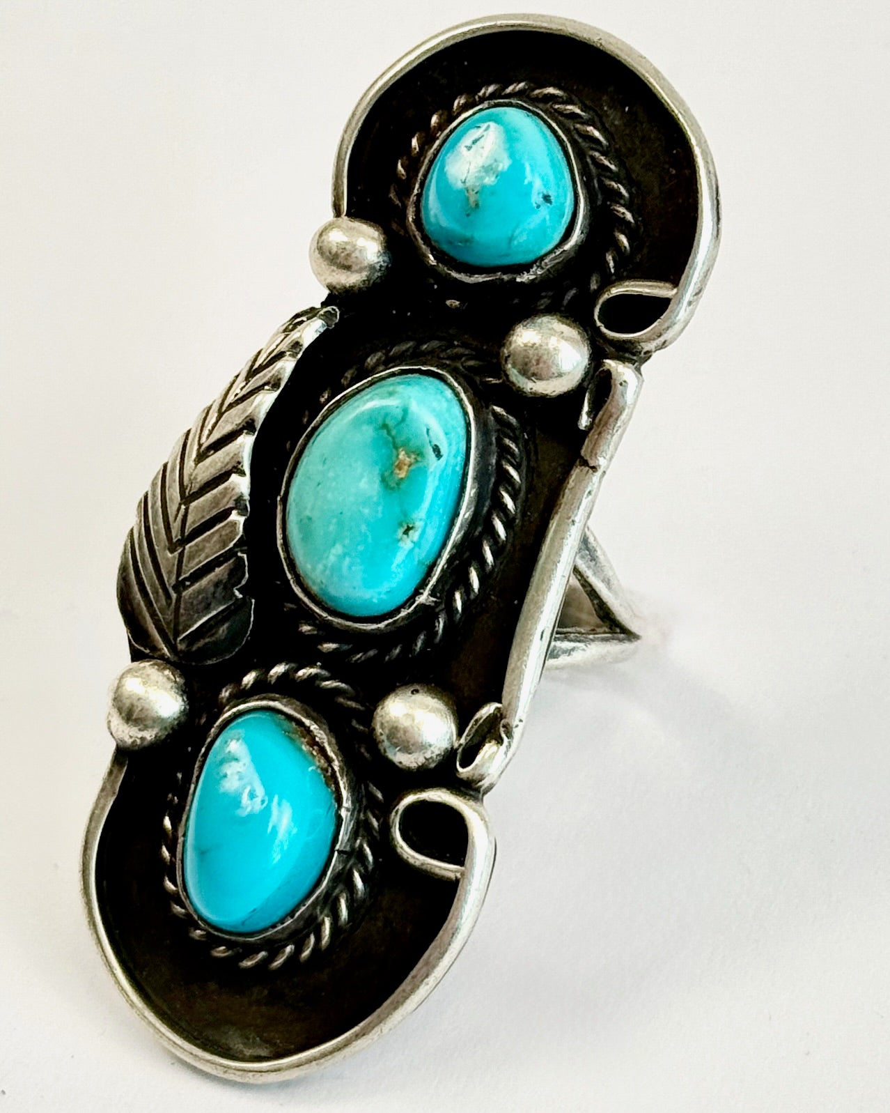 3 Stone Silver and Turquoise Ring