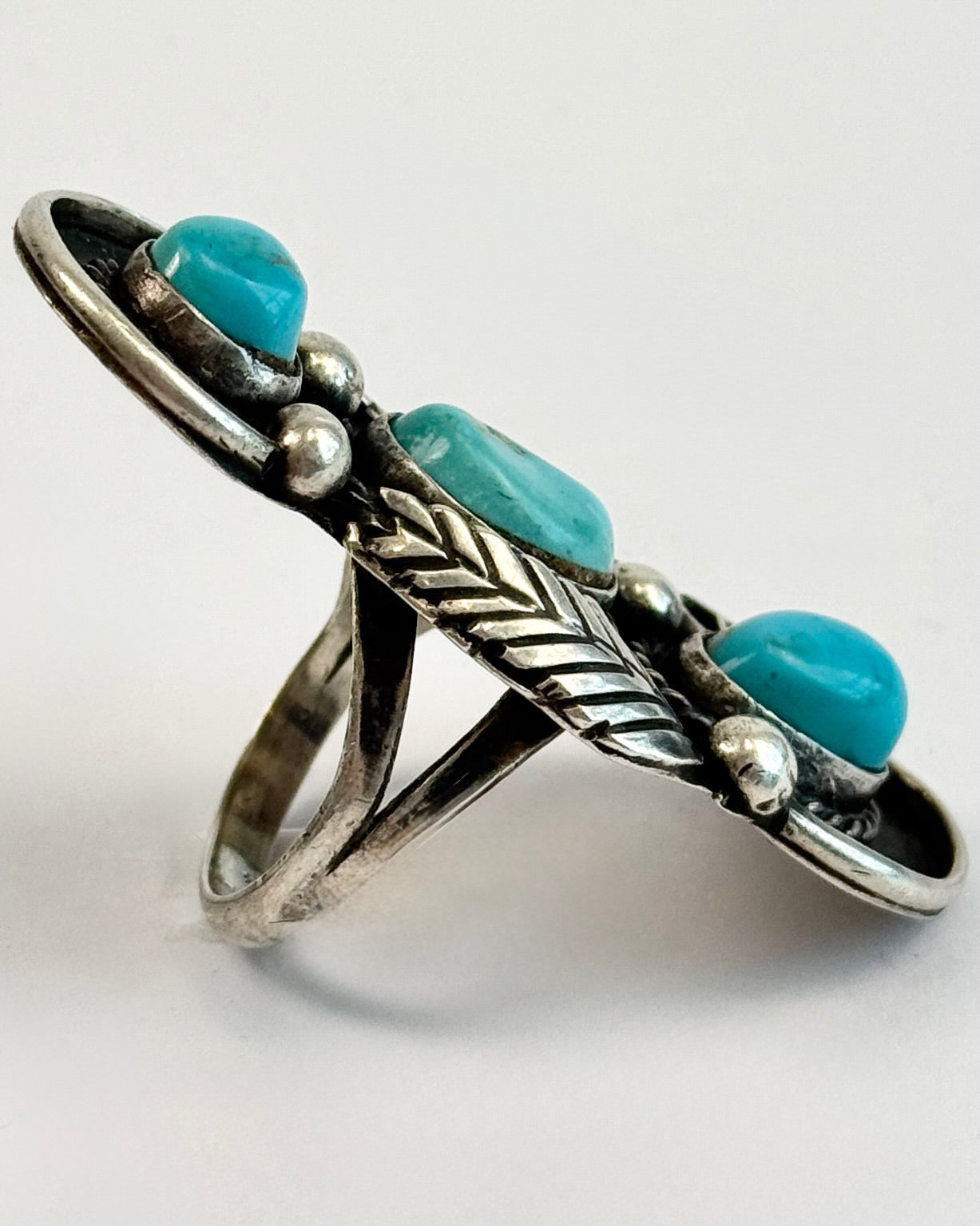 3 Stone Silver and Turquoise Ring