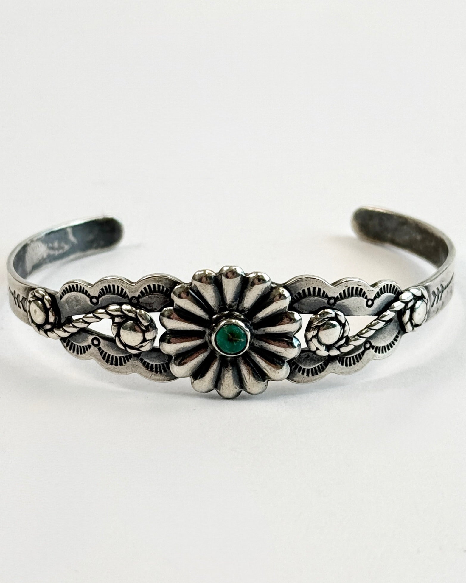 Western Silver Daisy Cuff Bracelet