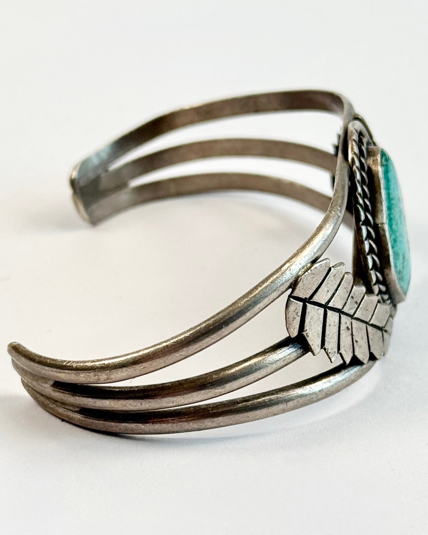 1960s Silver and Square Stone Turquoise Bracelet