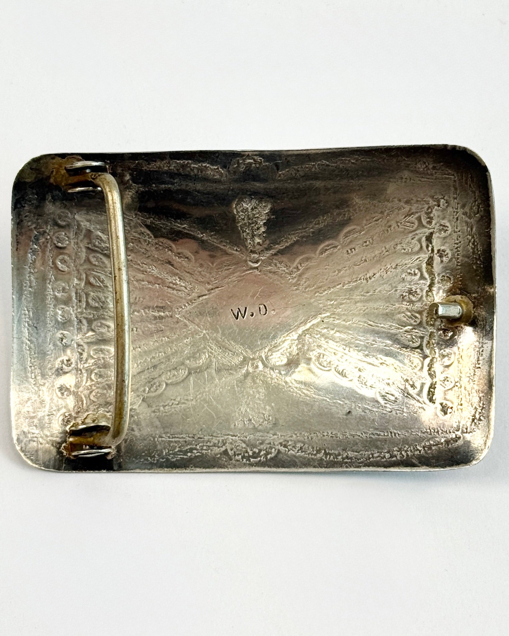 Silver and Turquoise Rectangle Belt Buckle