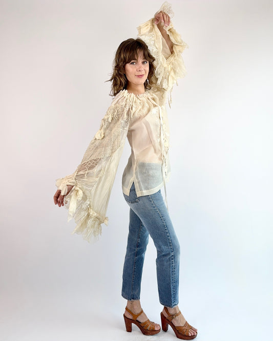 How Do I Love Thee Cream Silk Blouse