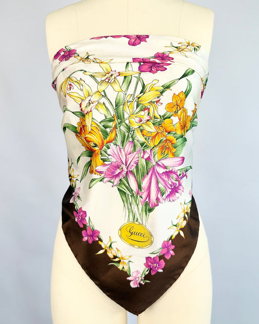 70s Gucci Flora Silk Scarf