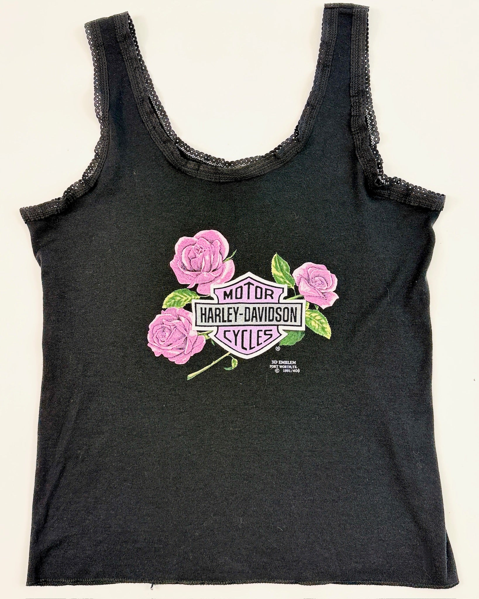 Harley 3D Emblem Black Lace Tank