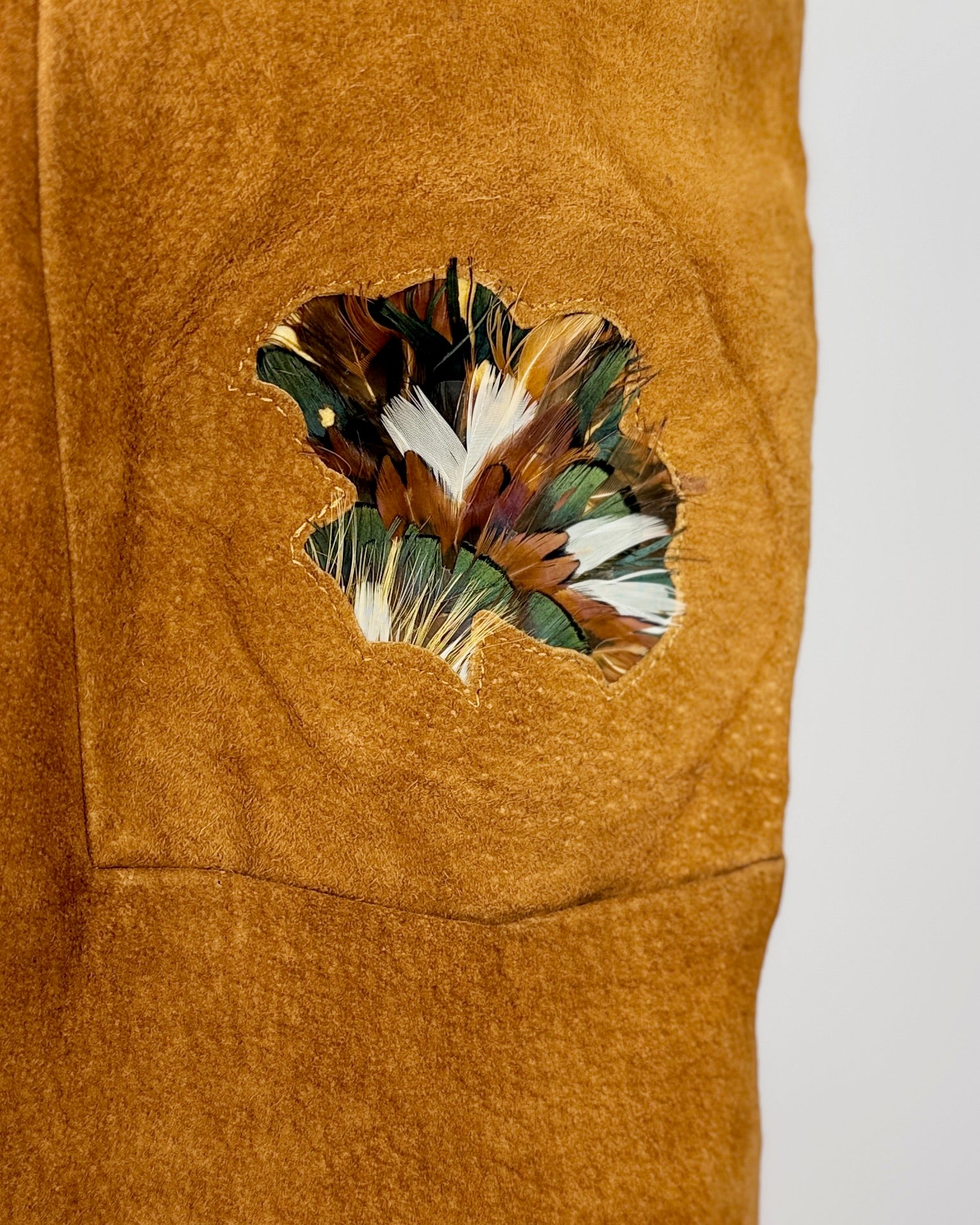 Caramel Suede Feather Leather Vest