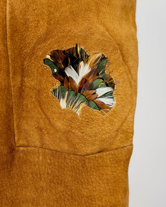 Caramel Suede Feather Leather Vest