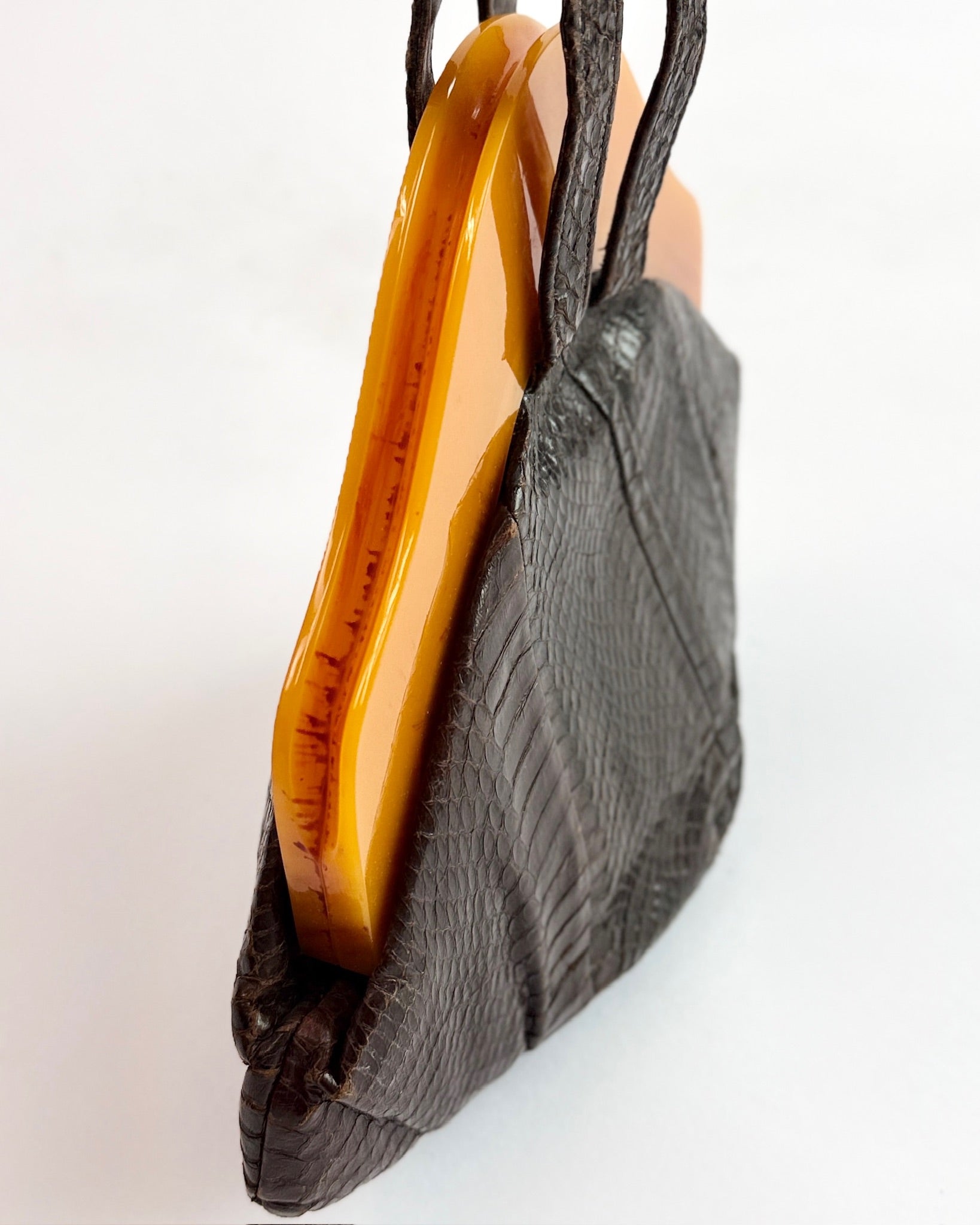 1940s Brown Snakeskin Bag