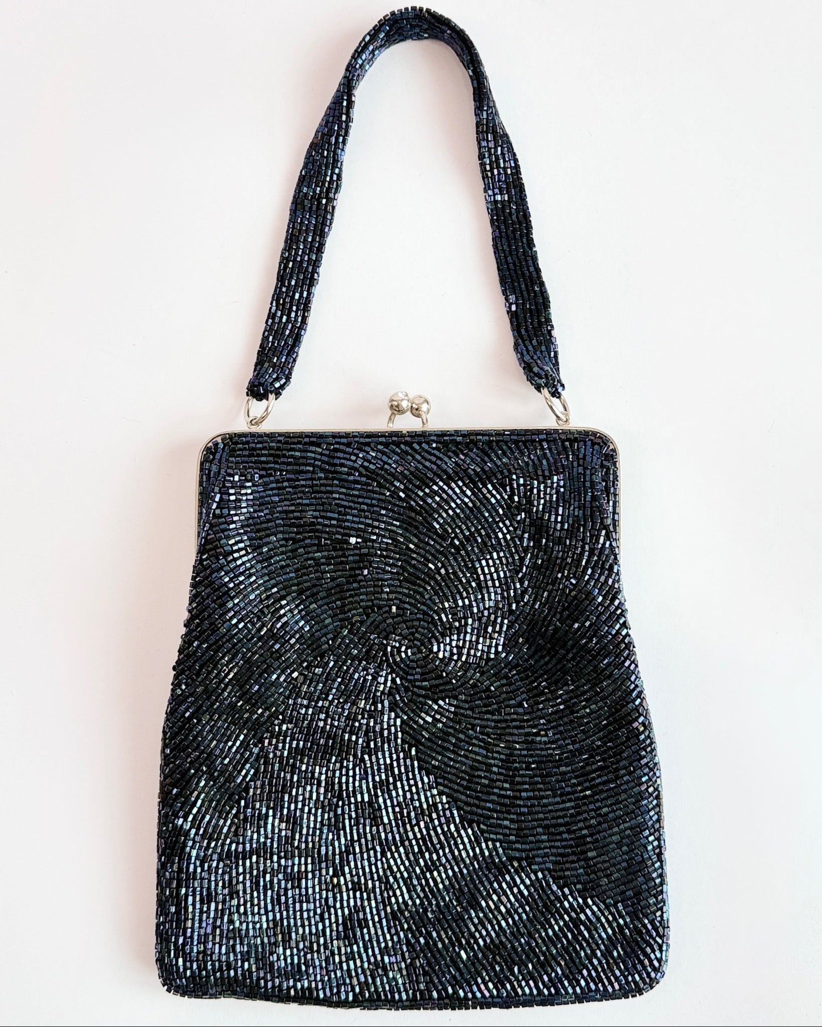 Dark Blue Beaded Evening Bag