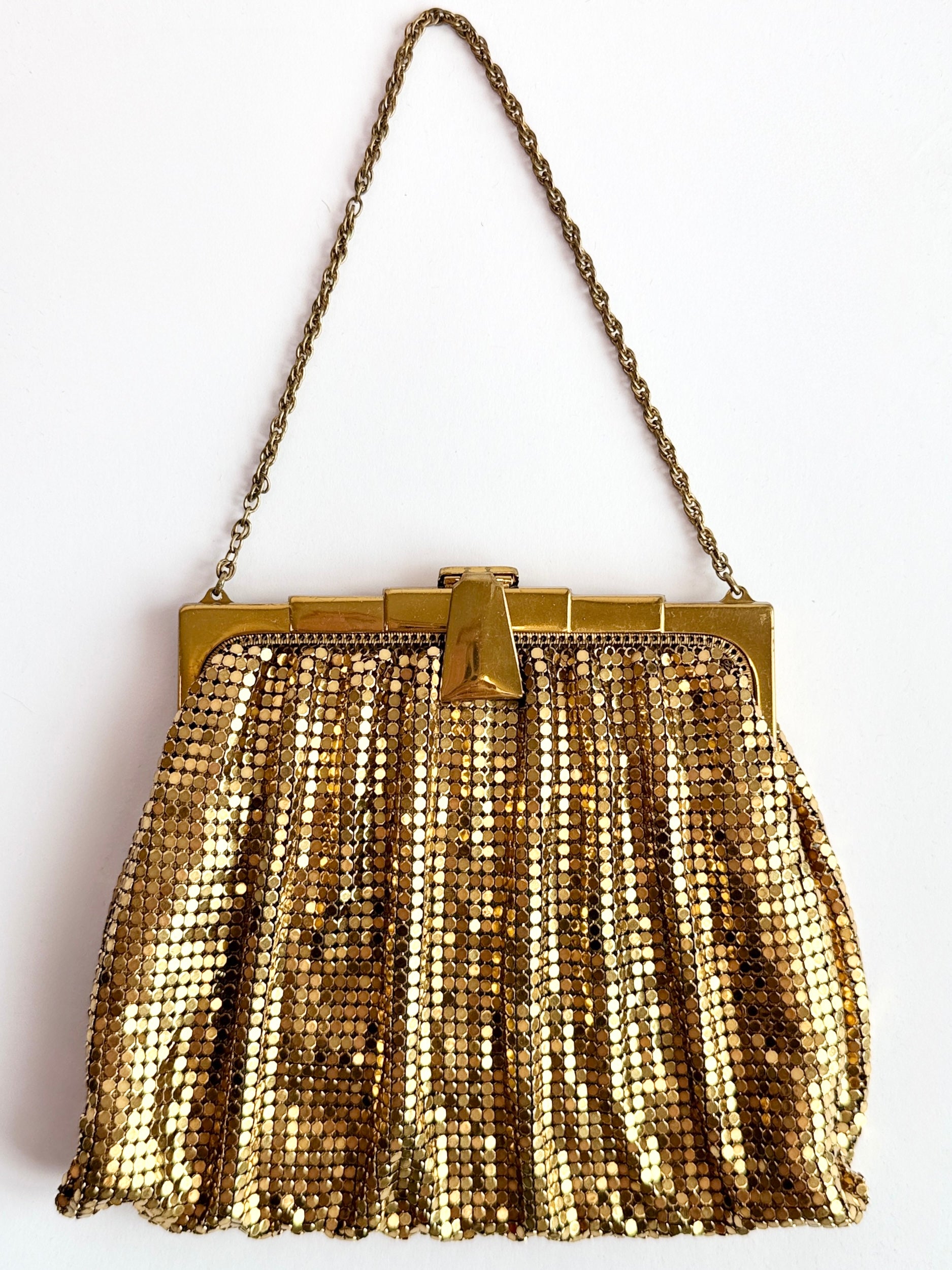 Whiting and Davis Gold Mesh Bag and Mirror