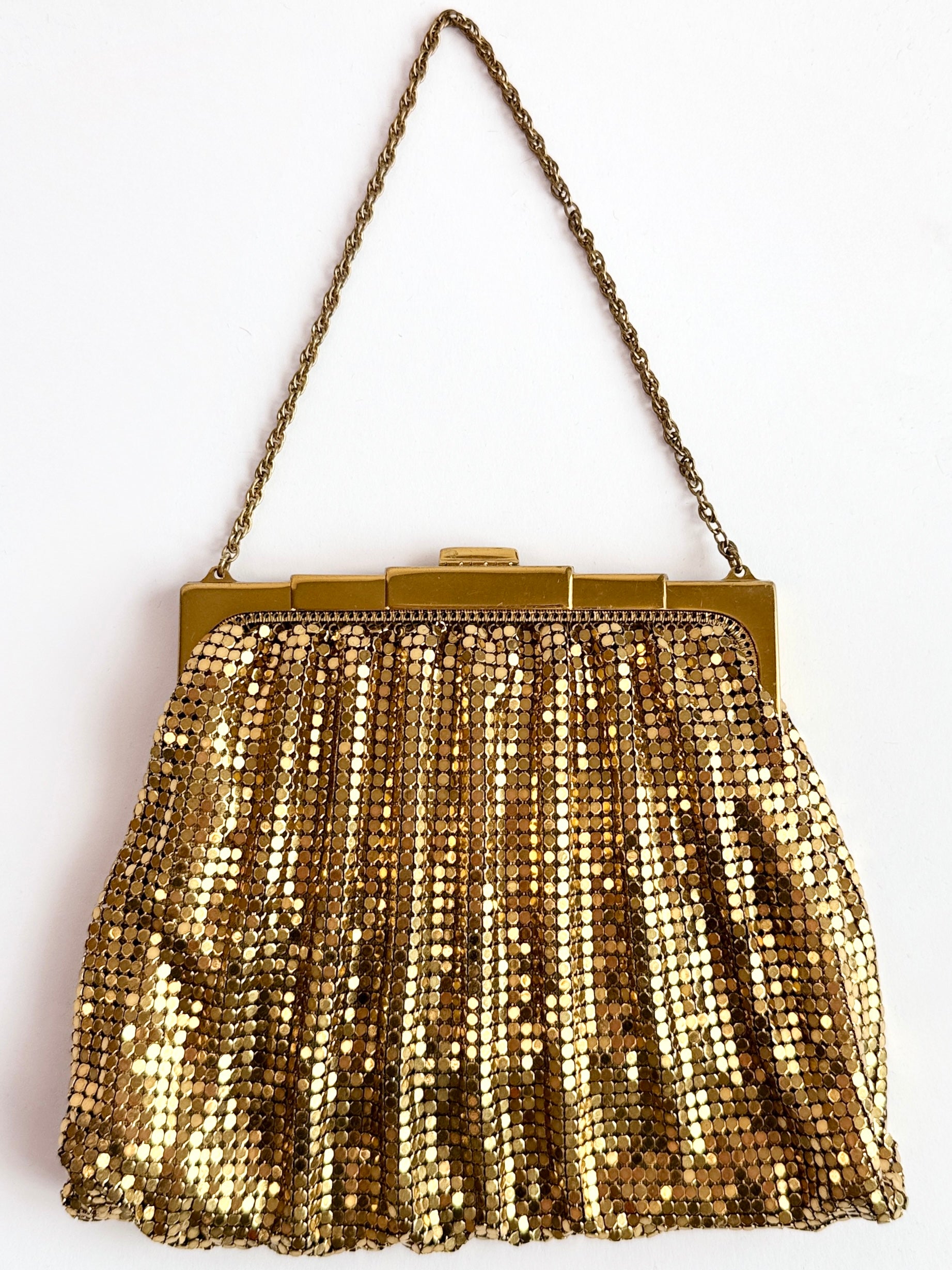 Whiting and Davis Gold Mesh Bag and Mirror