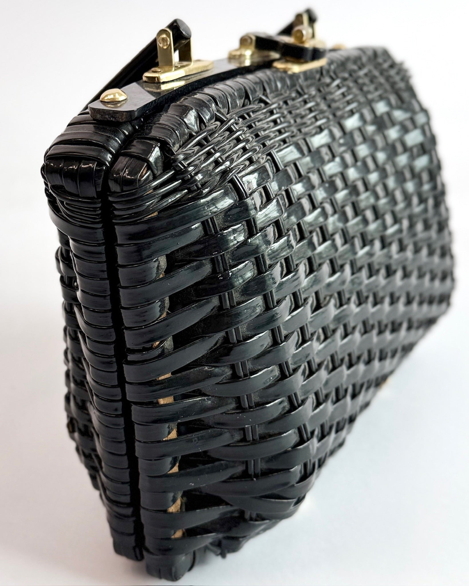 Black Woven Vinyl Handbag