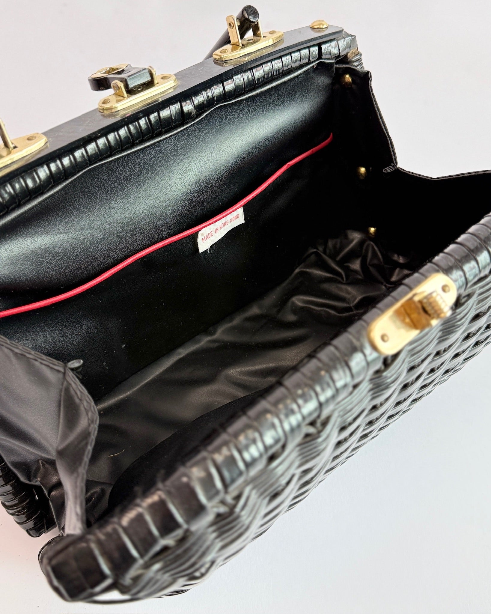 Black Woven Vinyl Handbag