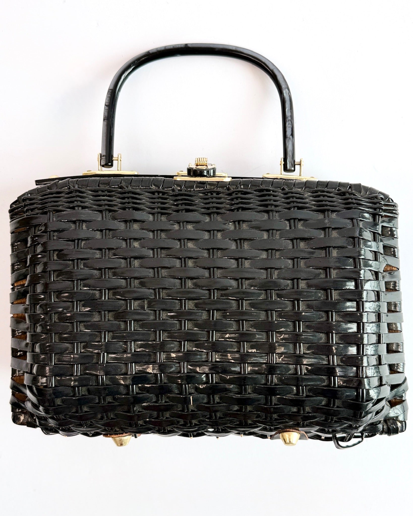 Black Woven Vinyl Handbag