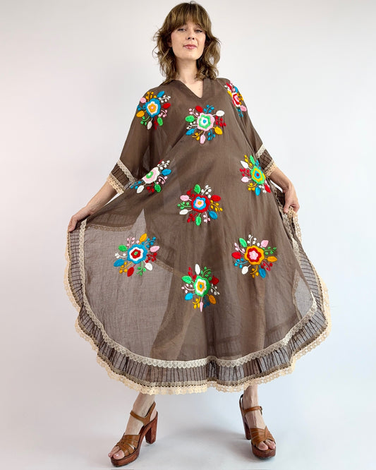 Curves Like So Floral Embroidered Cotton Caftan