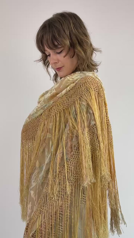 Spun at Sunset Burnout Velvet Shawl