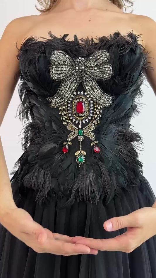 Dolce + Gabbana Black Swan Seduction Feather Corset