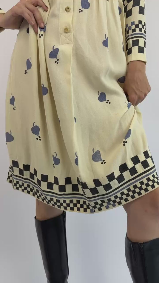 Ossie Clark Style In Spades Crepe Dress
