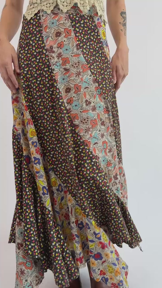 1970s Petals Path Handkerchief Skirt