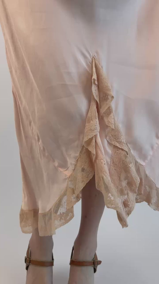 1930s Touch of Lace Pink Silk Slip