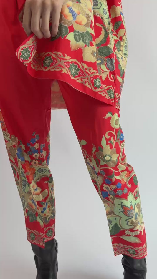 1930s Fallen Florals Pongee Silk Set