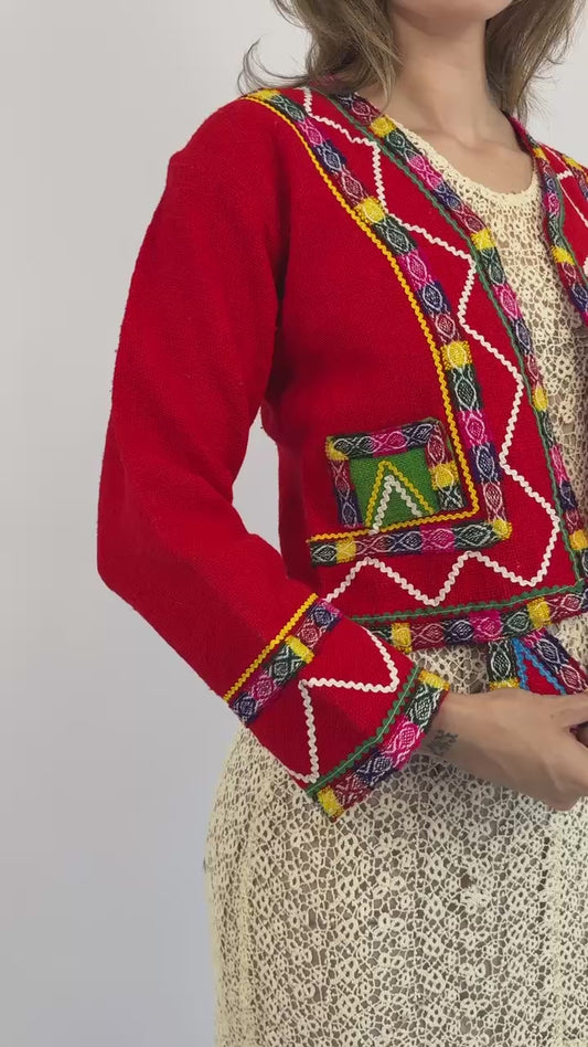 Bolivian Colorful Moments Folk Art Jacket
