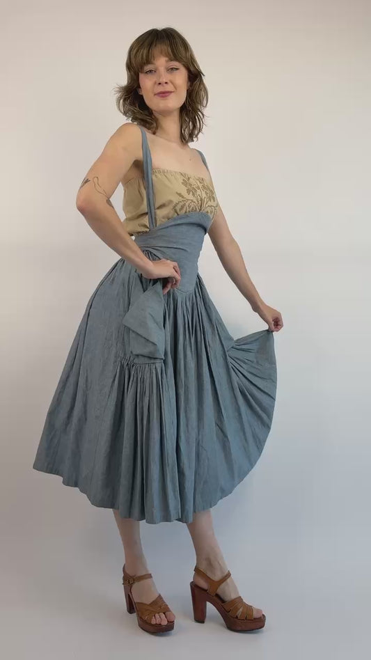 Norma Kamali A Swish Come True Chambray Skirt