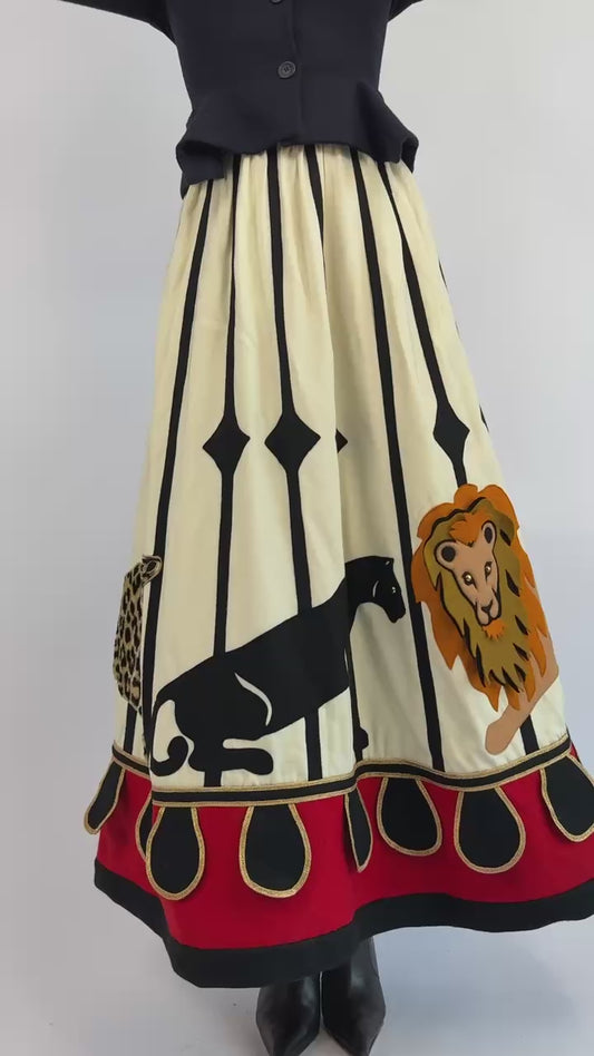 1970s Malcolm Starr Life's A Circus Wool Skirt