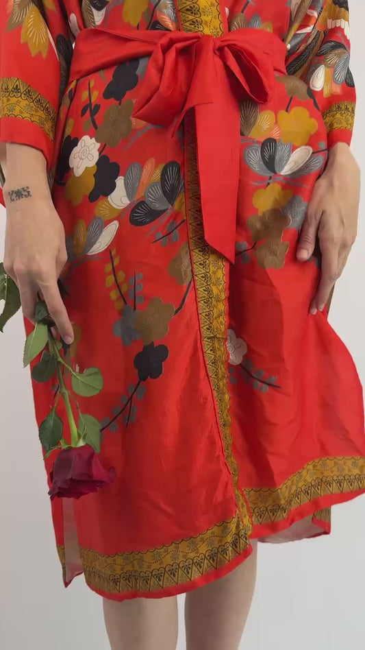 1920s Pongee Citrus Sun Silk Robe