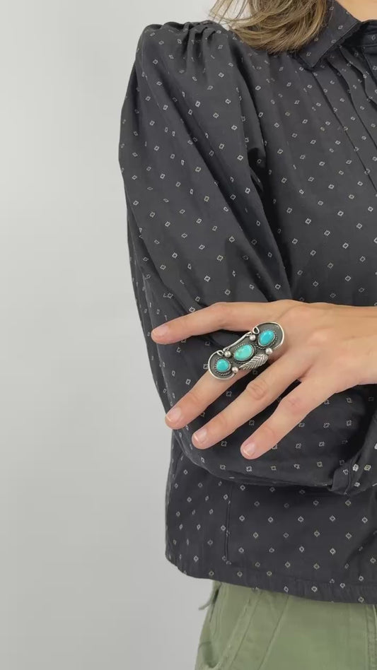 3 Stone Silver and Turquoise Ring