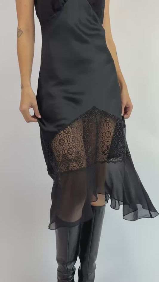 Remember Midnight Silk Slip Dress