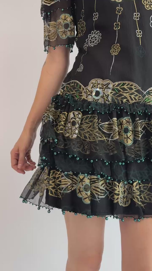 Zandra Rhodes All That Glitters Chiffon Dress