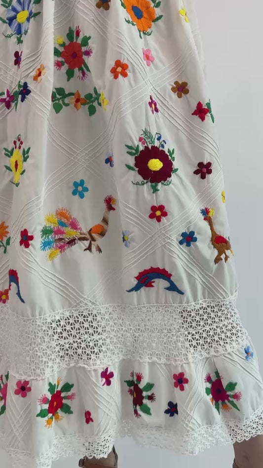 1970s Feathers Flock Together Halter Dress