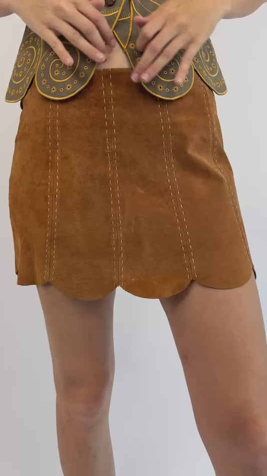 Curve Your Enthusiasm Scalloped Mini Skirt