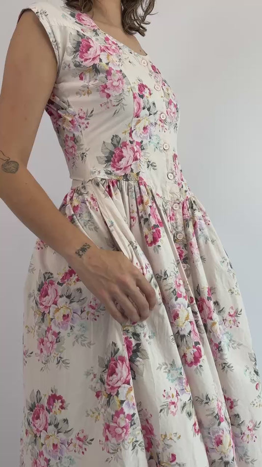 1990s Tea for Two Floral Dress